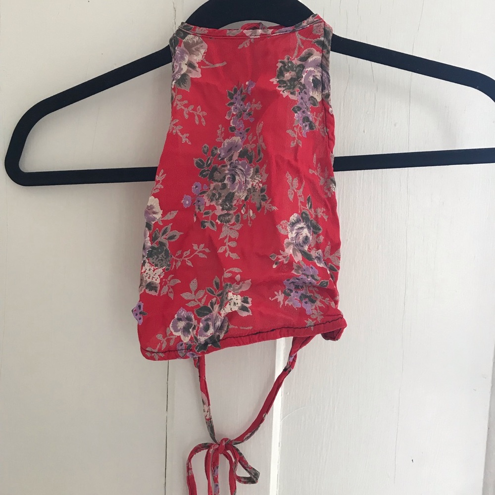 Red floral halter top